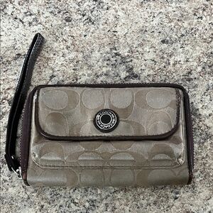 Coach Khaki and Brown Wristlet